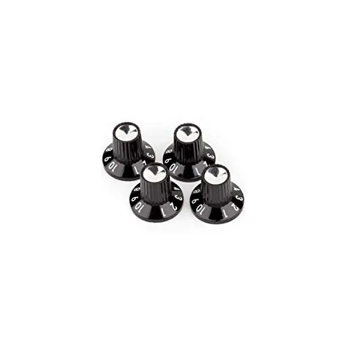 Fender manopole ampli nere 1-10 set 4 pezzi con disco argento