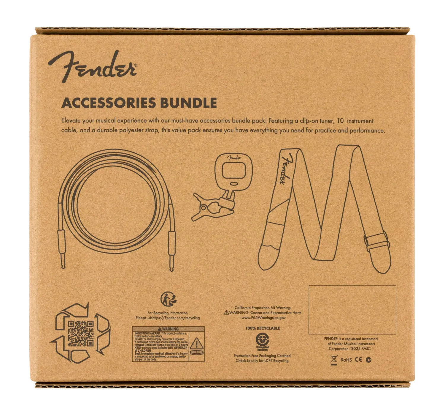 Fender Kit accessori chitarra accordatore cavo tracolla