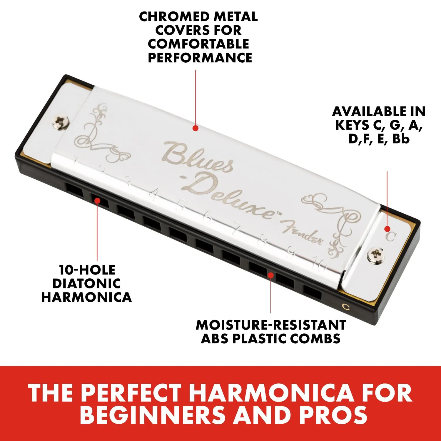 Fender Blues Deluxe Armonica Diatonica Do Singola 10 Fori
