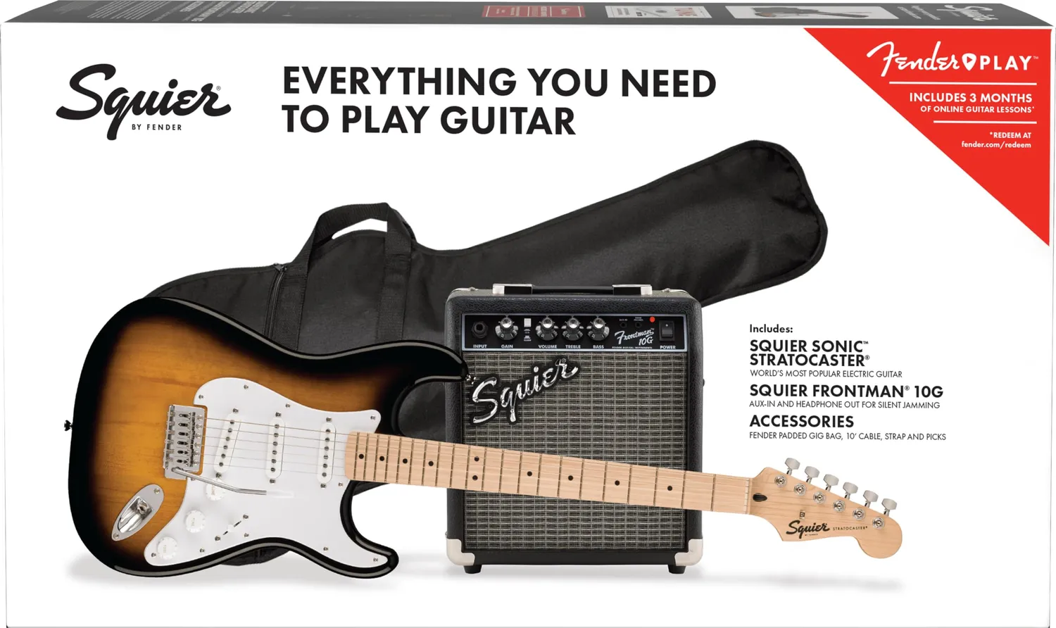 Squier Sonic Stratocaster kit chitarra elettrica sunburst bicolore