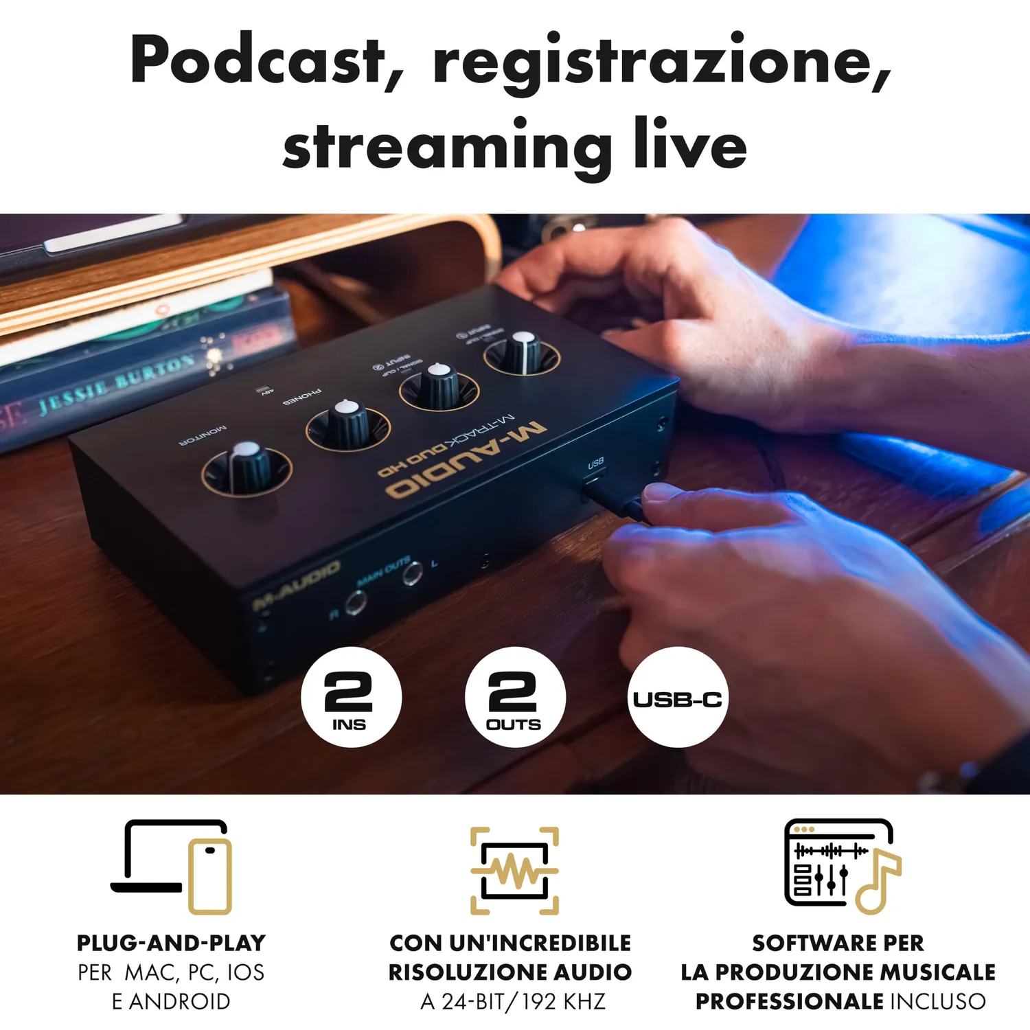 M-Audio M-Track Duo HD scheda audio pack con cuffie e microfono 192 kHz