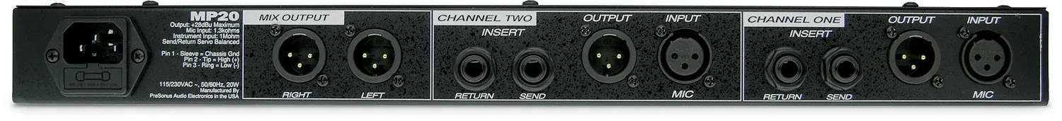 PreSonus MP20 preamplificatore microfonico 2 canali high-end