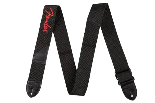 Fender Logo tracolla chitarra 2" nera rossa portaplettri