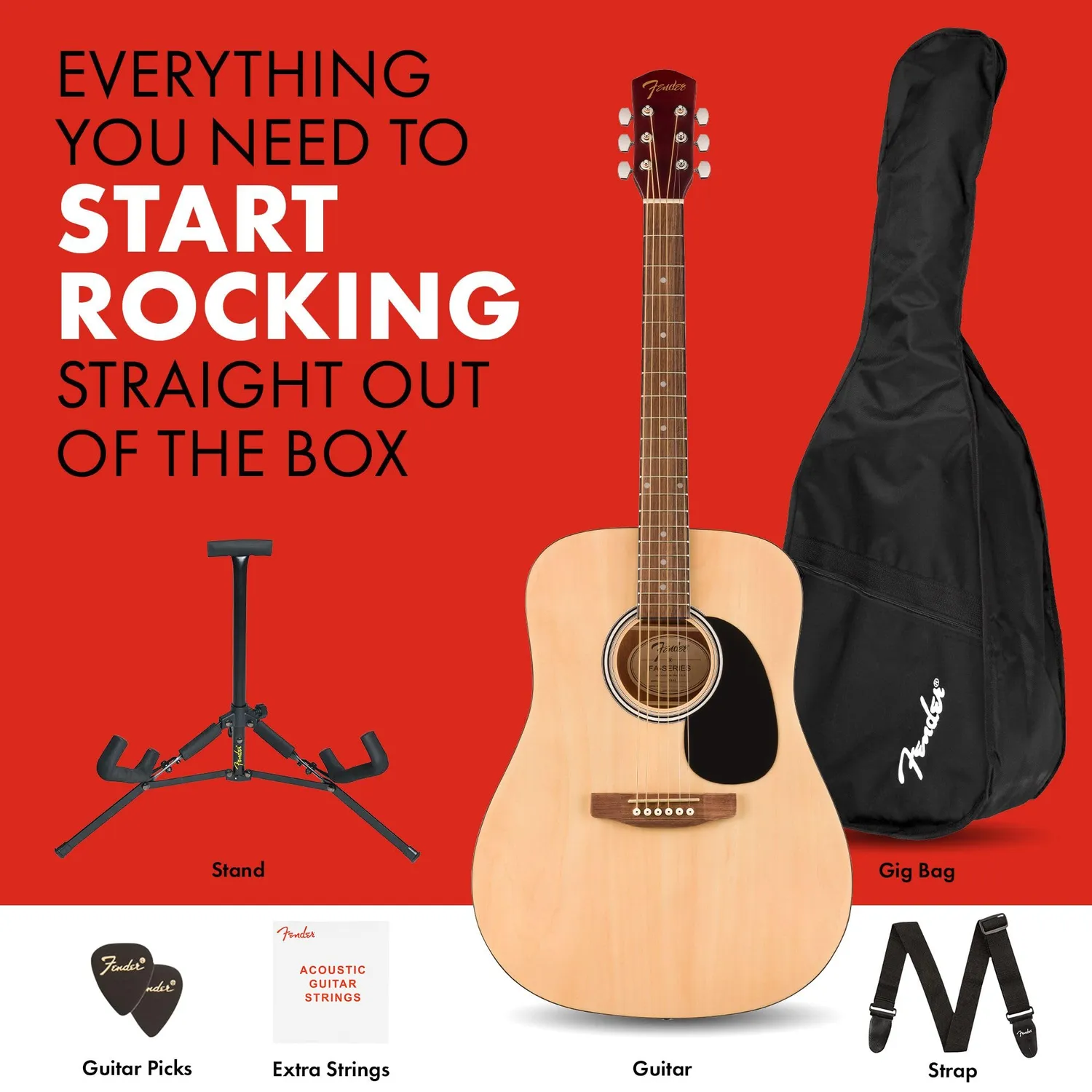 Fender Alternative Dreadnought chitarra acustica naturale kit FA-25