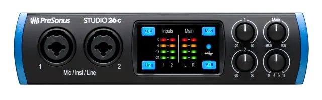 PreSonus Studio 26c interfaccia audio USB 2 ingressi monitoraggio diretto