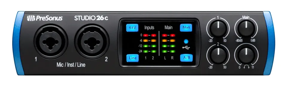 PreSonus Studio 26c interfaccia audio USB 2 ingressi monitoraggio diretto