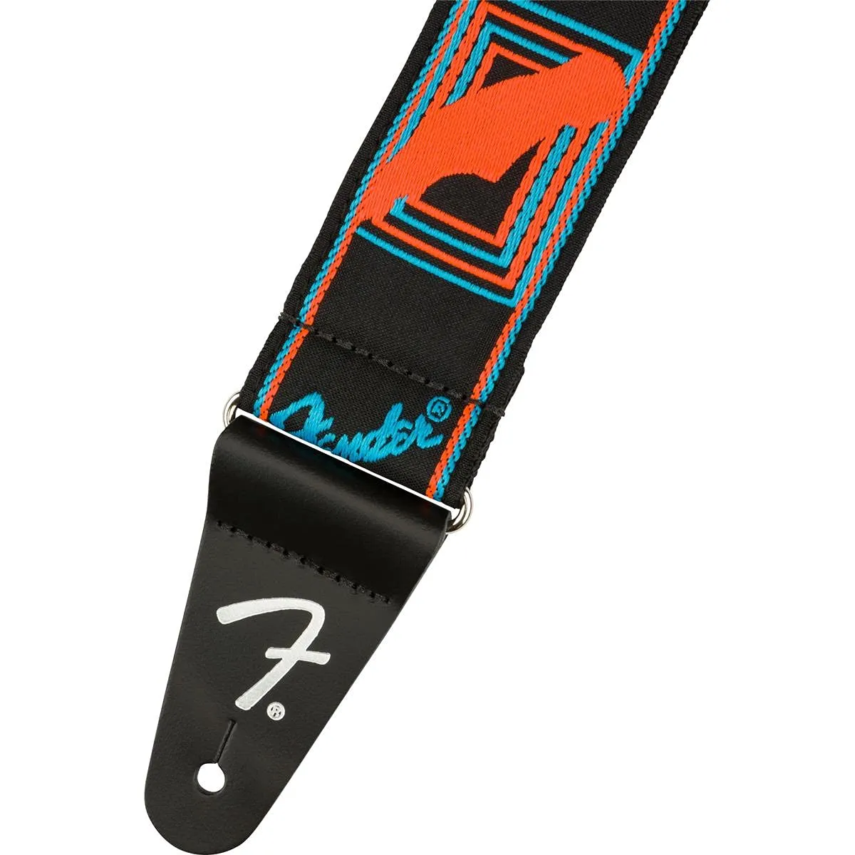 Fender Neon Monogrammed tracolla chitarra blu arancio 5 cm