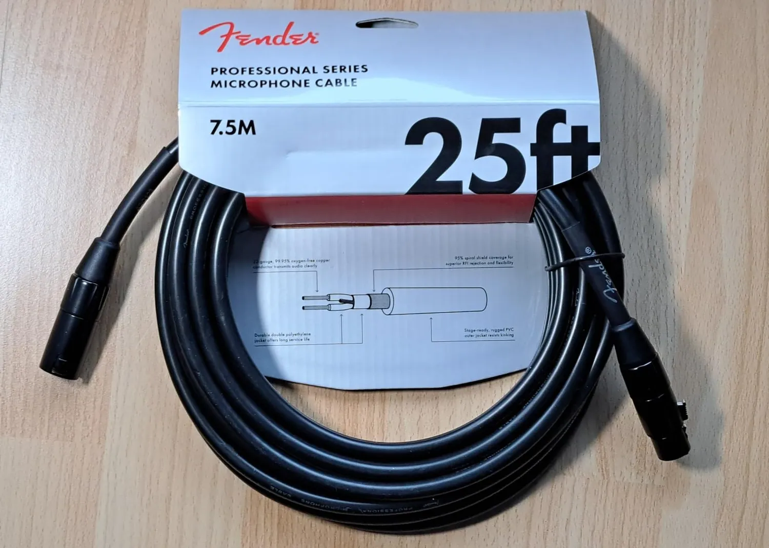 Fender Professional PRO cavo microfono XLR 7,5 m nero bilanciato