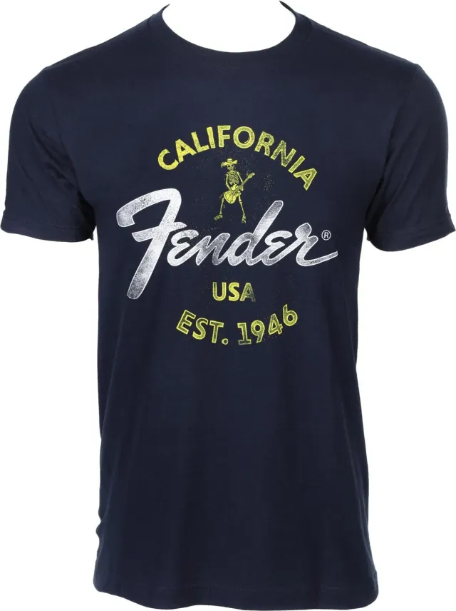 Fender Baja Blue t-shirt chitarra blu uomo XXL
