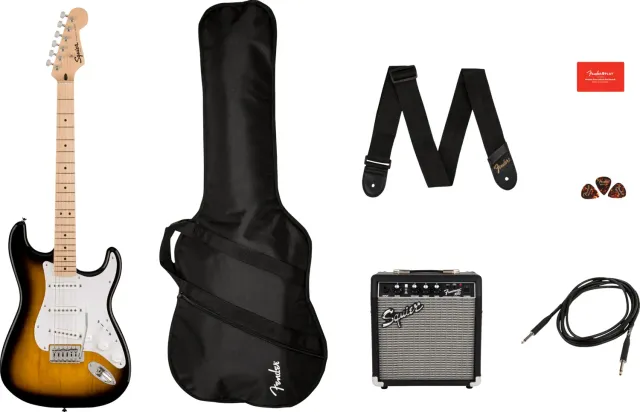 Squier Sonic Stratocaster kit chitarra elettrica sunburst bicolore