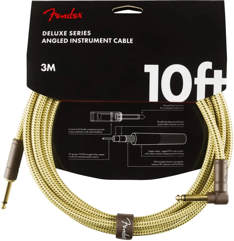 Fender Deluxe Cavo Jack Chitarra 3m Tweed dritto angolato