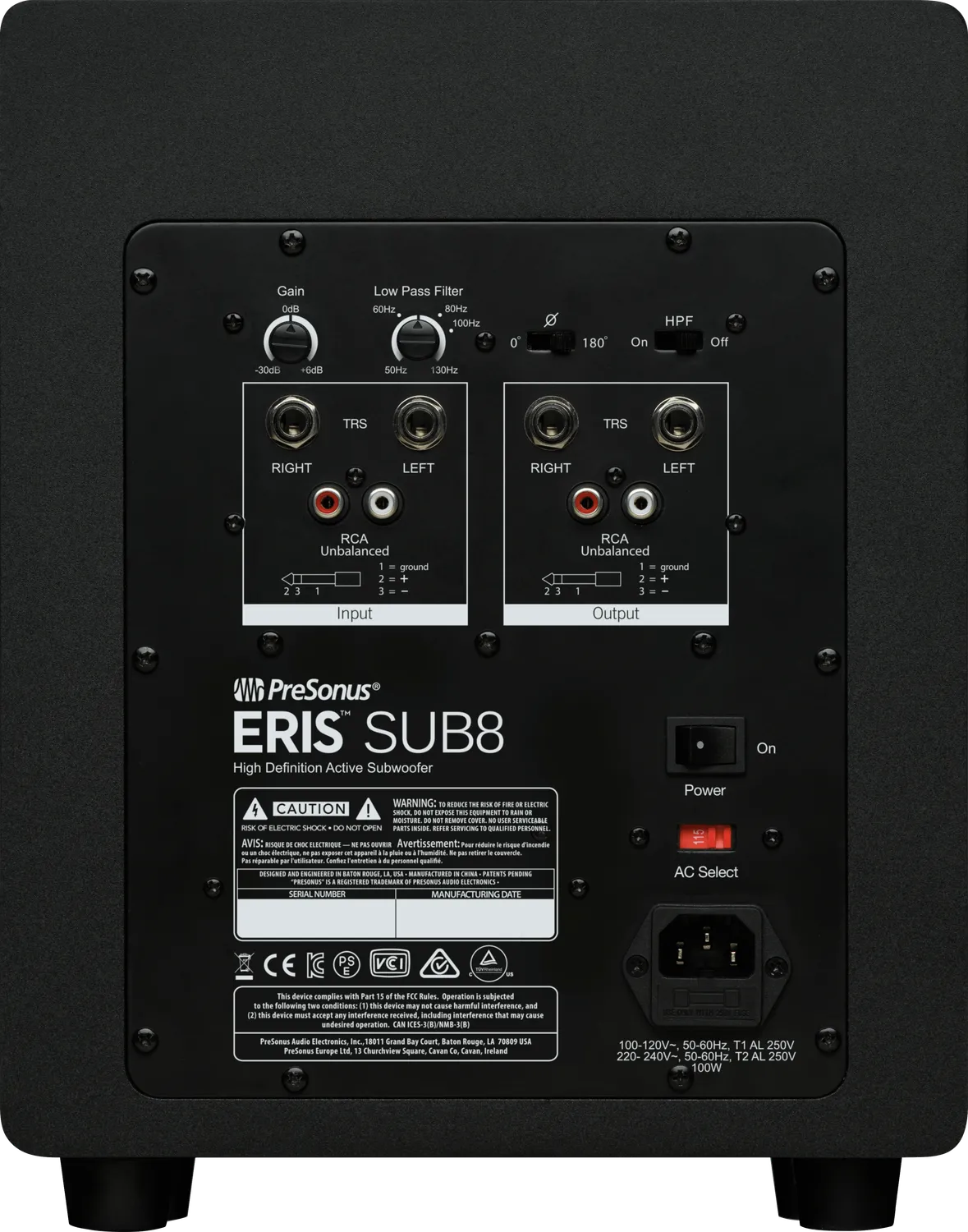 PreSonus Eris Sub8 subwoofer studio 100W 30Hz
