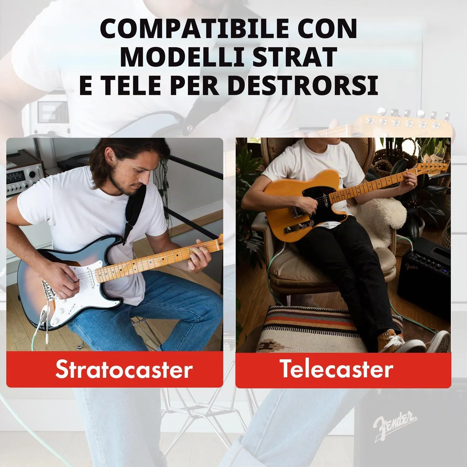 Fender Classic Series custodia rigida Strat Tele nera legno