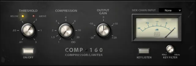 PreSonus Fat Channel Comp 160 plugin VCA batteria
