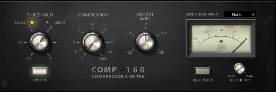 PreSonus Fat Channel Comp 160 plugin VCA batteria