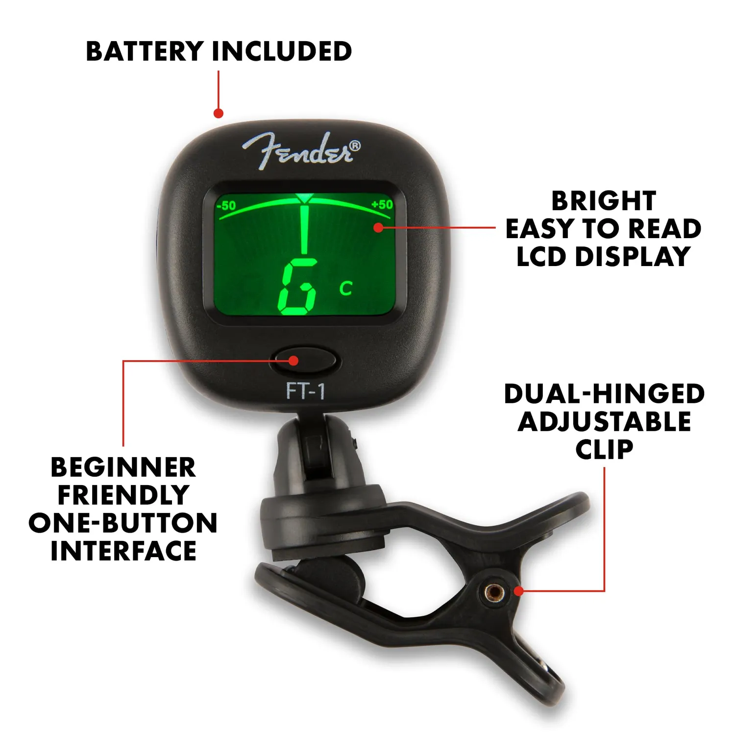 Fender FT-1 Pro accordatore clip nero Gen 1