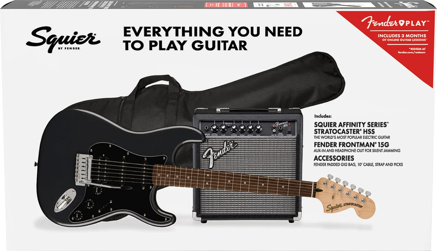 Squier Strat kit chitarra elettrica SSS + Frontman 10G