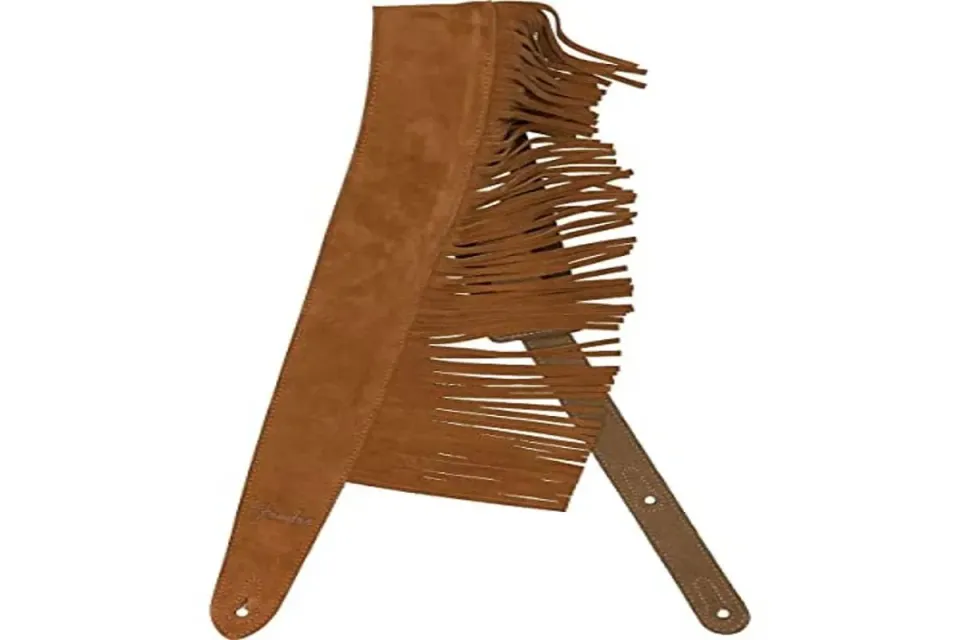 Fender Suede Fringe tracolla chitarra naturale scamosciata