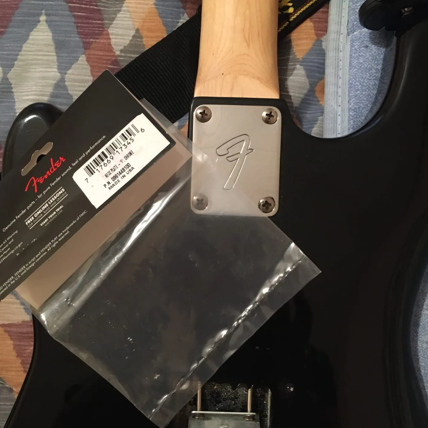 Fender Vintage piastra manico 4 viti cromo anni 70