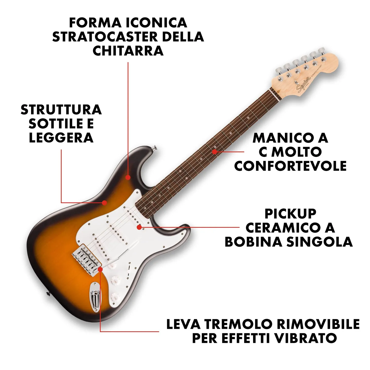 Squier Debut Stratocaster SSS Chitarra Sunburst