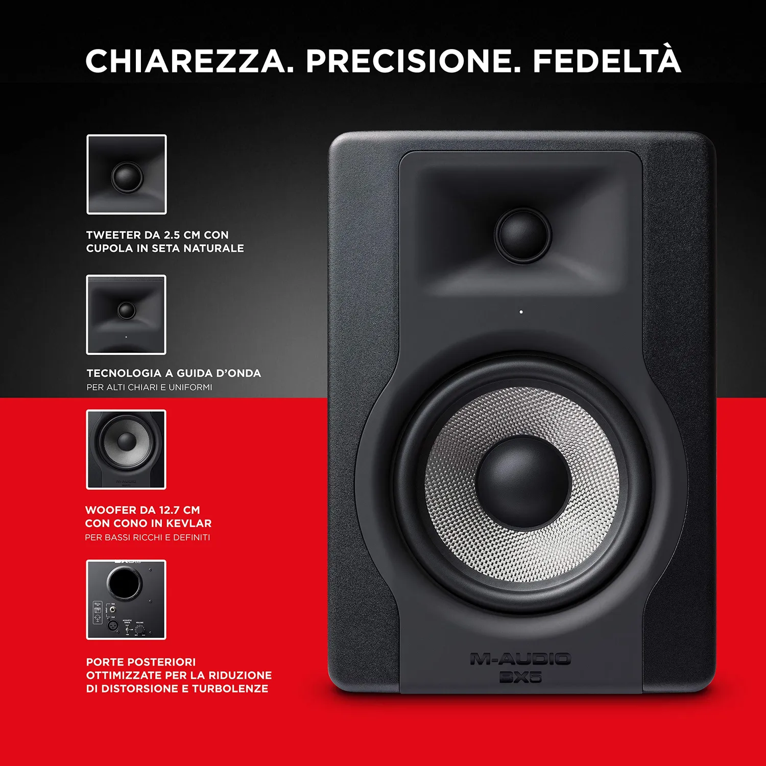 M-Audio BX5 D3 monitor studio 5" 100W Kevlar singolo