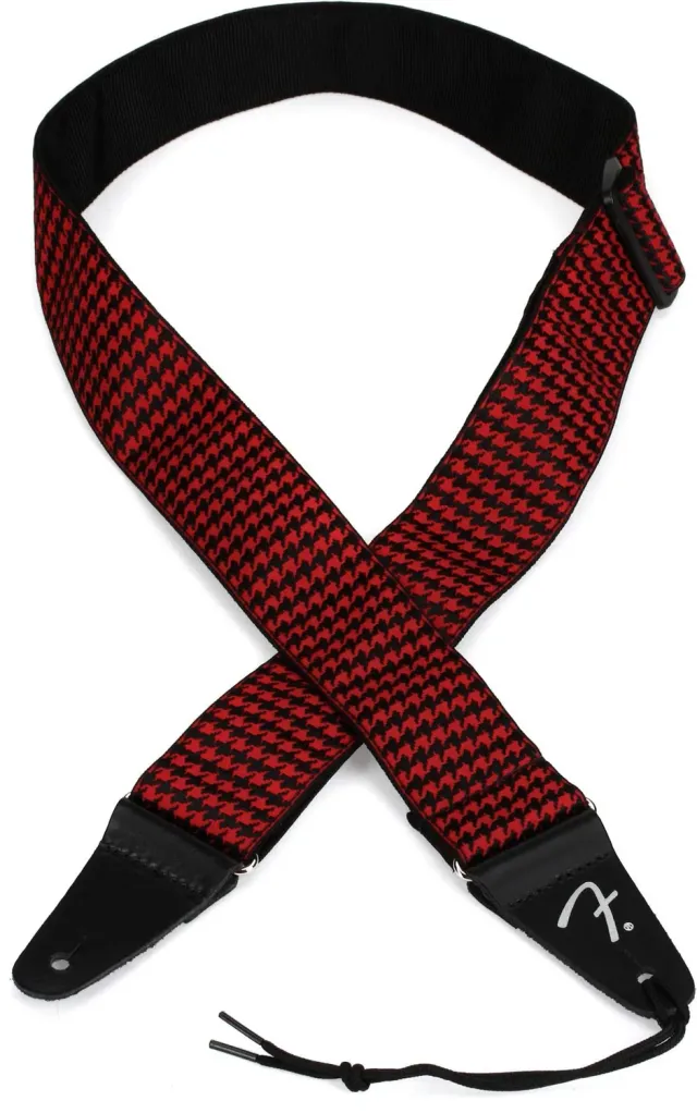 Fender Houndstooth Tracolla Chitarra Rossa Jacquard 5cm