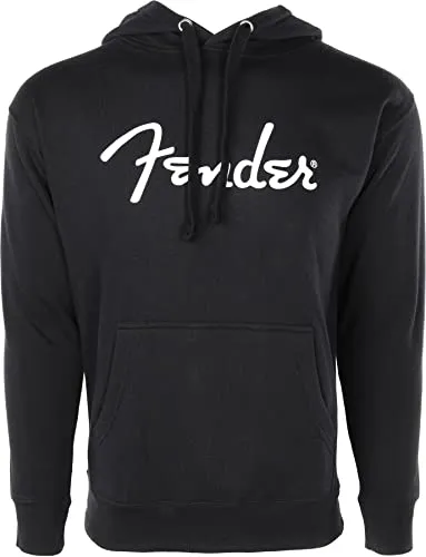 Fender Logo Hoodie Felpa con Cappuccio Nera M Cotone