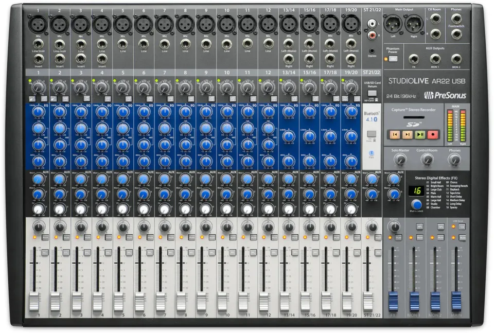 PreSonus StudioLive AR22 USB mixer 22 canali Bluetooth