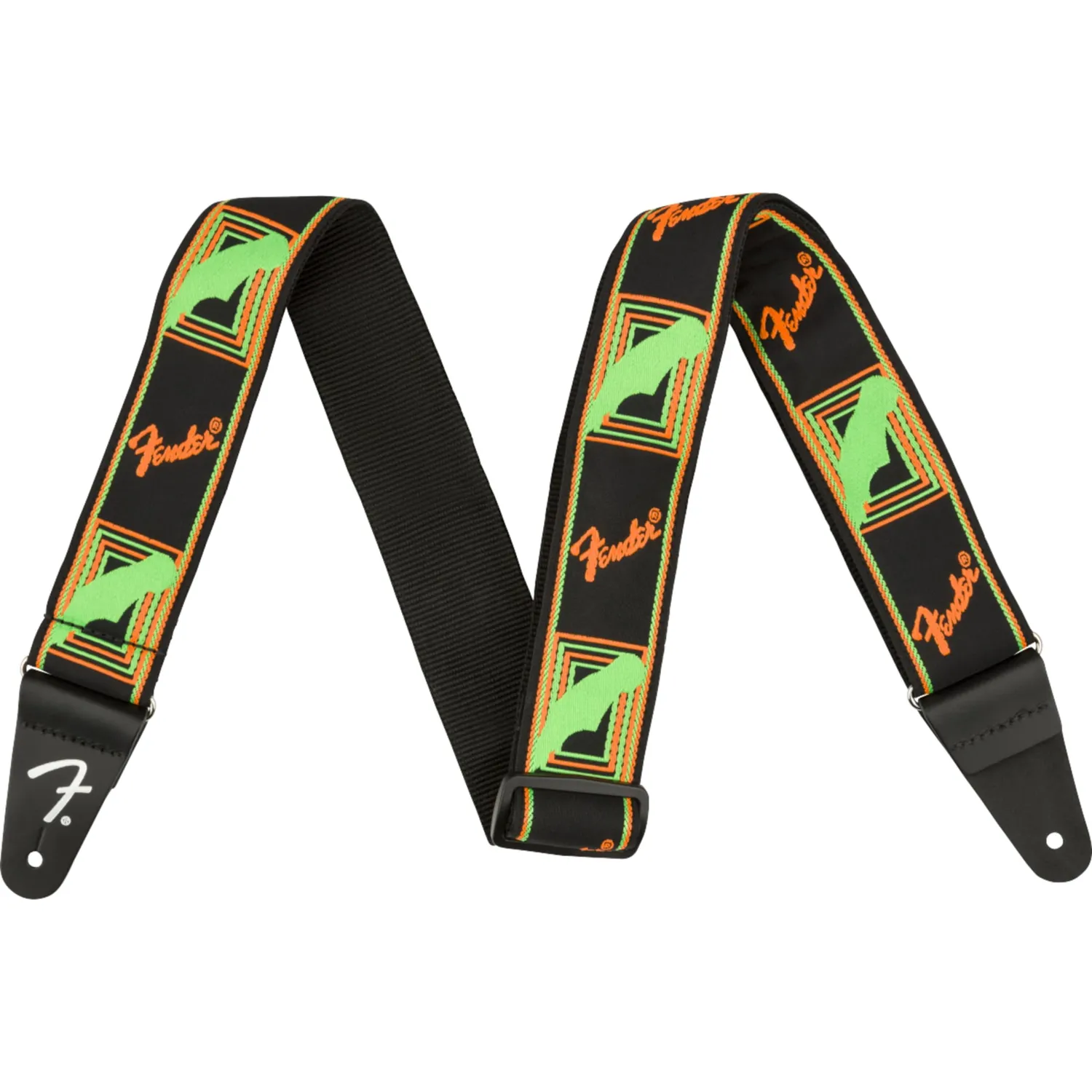 Fender Neon Monogrammed tracolla chitarra blu arancio 5 cm