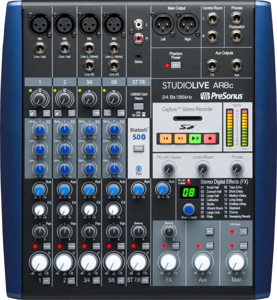 PreSonus StudioLive AR8c mixer analogico EU 8 canali USB