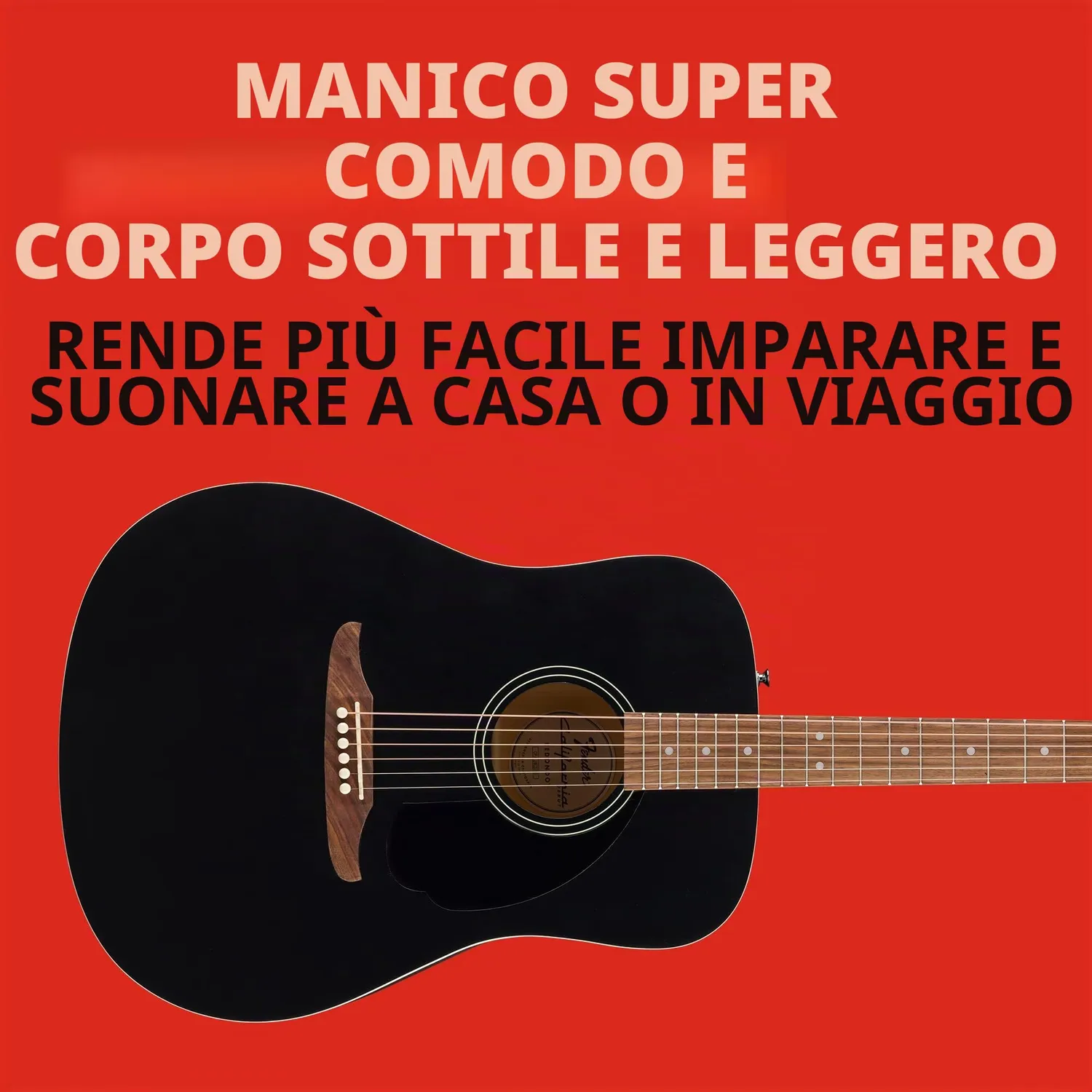 Fender Redondo California Chitarra Acustica Nera