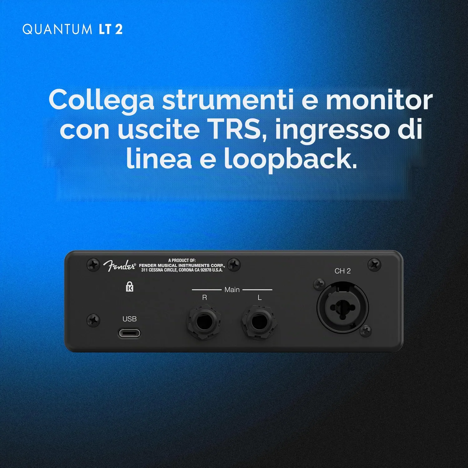Fender Quantum LT2 interfaccia audio USB-C bassa latenza