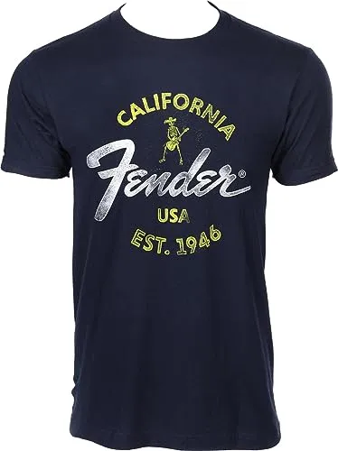 Fender Baja Blue t-shirt chitarra blu uomo XXL