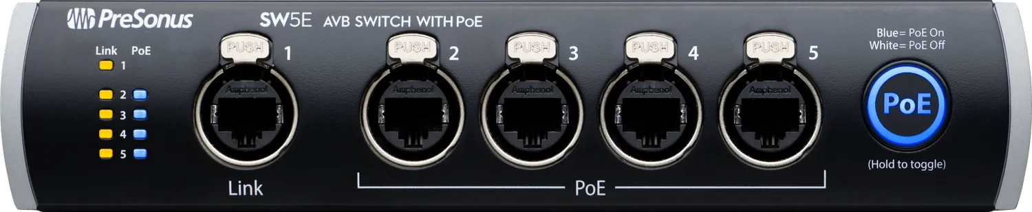 PreSonus SW5E AVB switch di rete PoE 5 porte