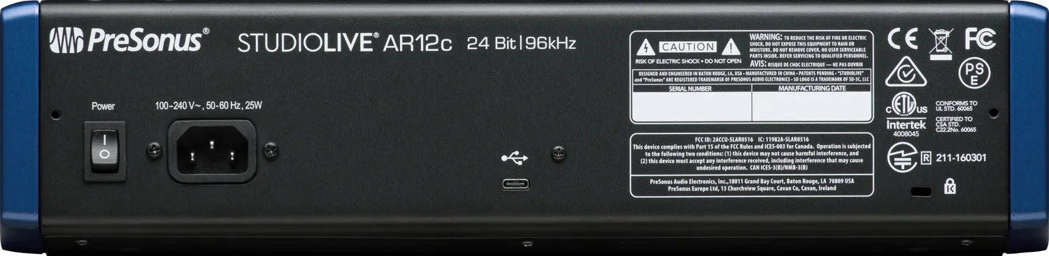 PreSonus StudioLive AR12c Mixer Analogico USB Bluetooth