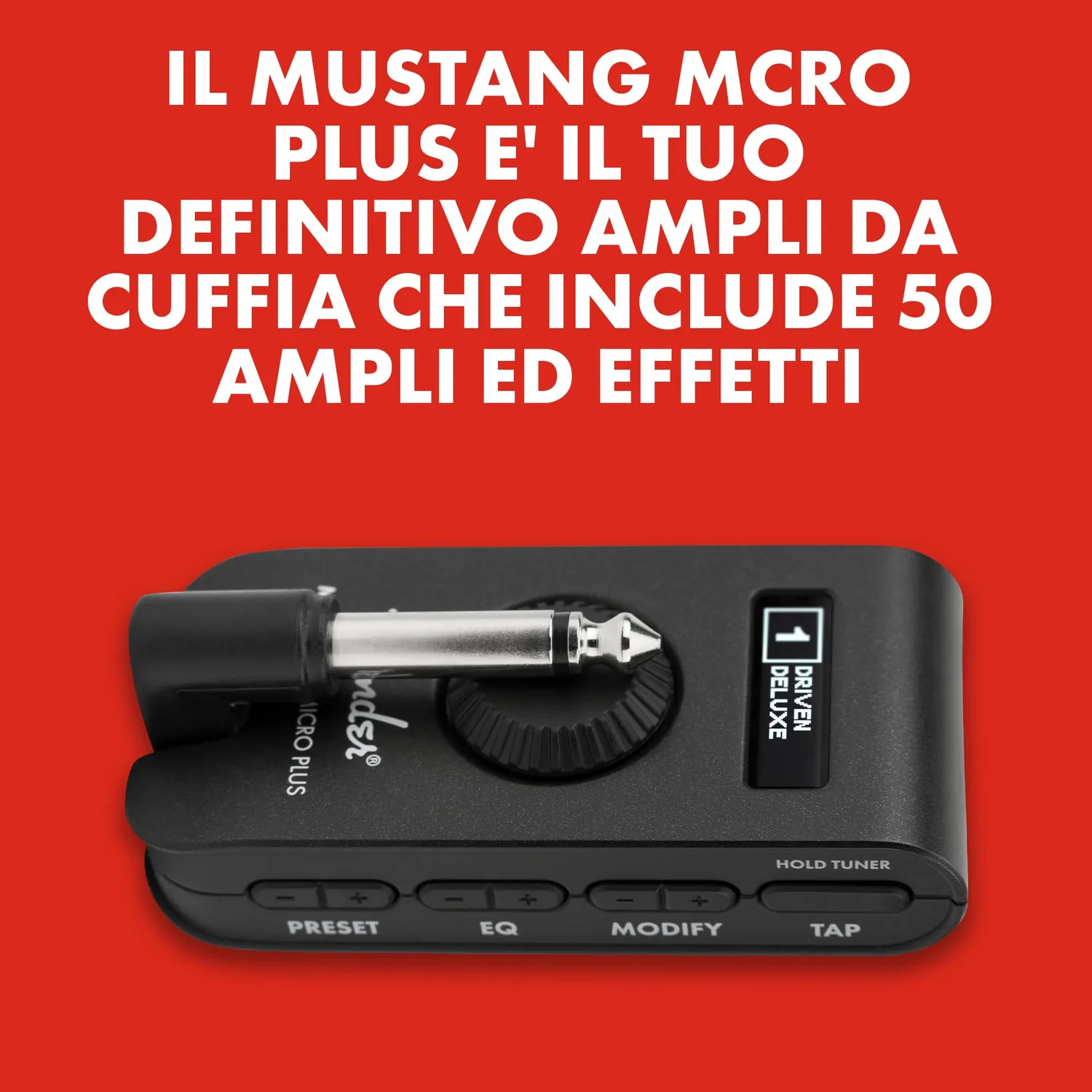 Fender Mustang Micro Plus amplificatore cuffie Bluetooth 100 preset