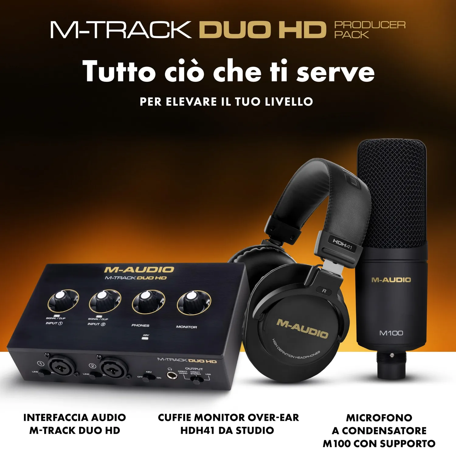 M-Audio M-Track Duo HD scheda audio pack con cuffie e microfono 192 kHz