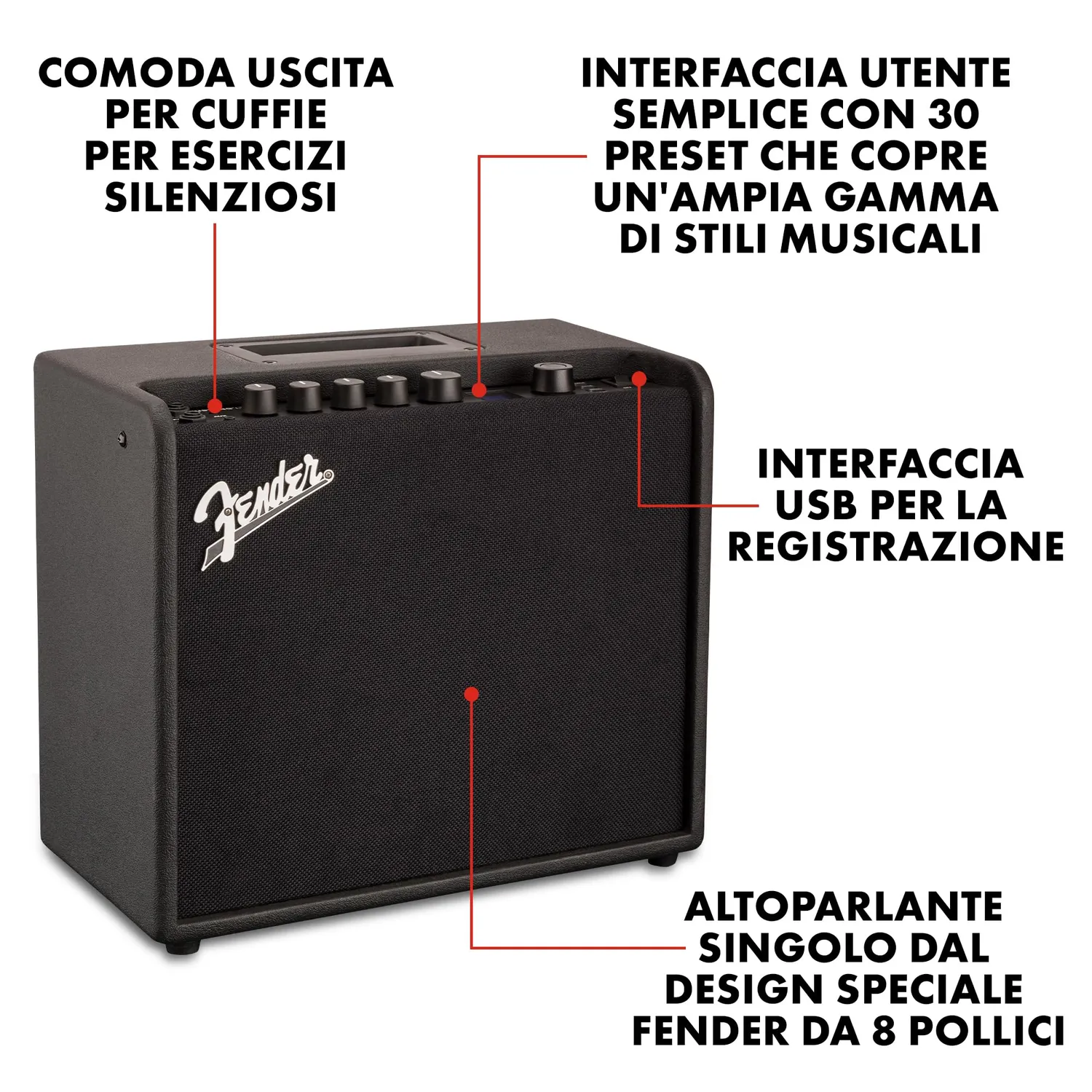 Fender Mustang LT25 Amplificatore Chitarra Digitale 25W