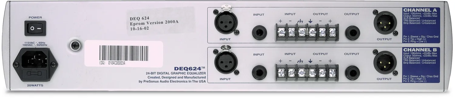 PreSonus DEQ624 equalizzatore grafico stereo 2 canali
