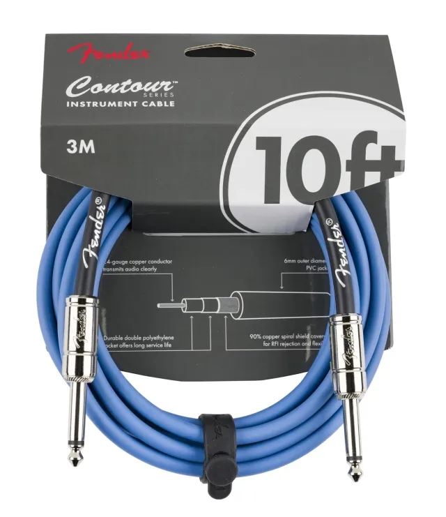 Fender Contour cavo strumento 3m blu Daphne jack dritti