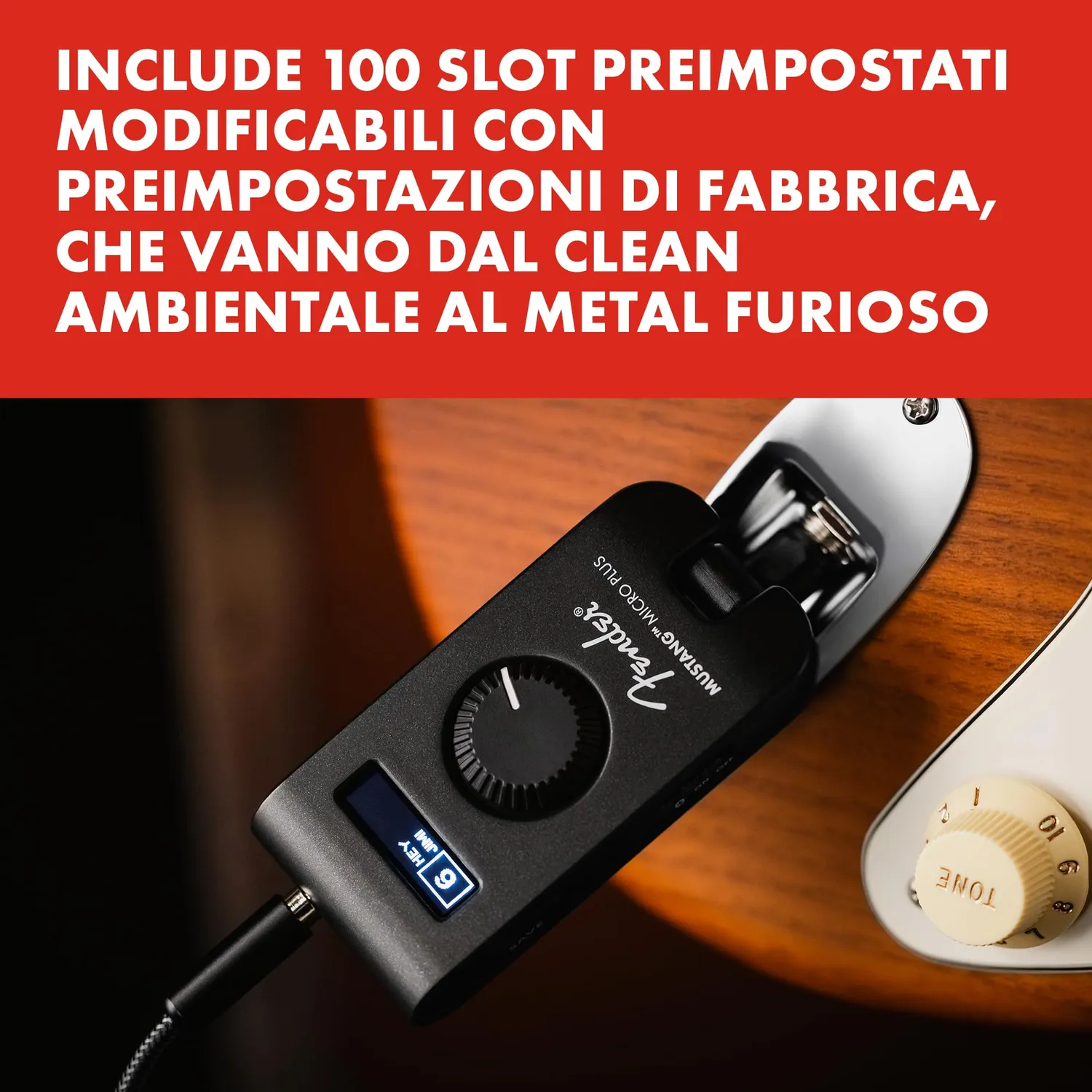 Fender Mustang Micro Plus amplificatore cuffie Bluetooth 100 preset