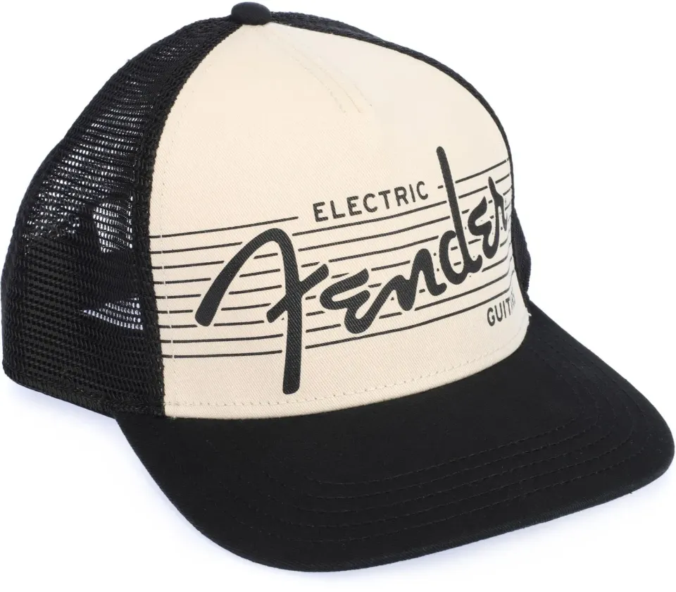 Fender Logo cappellino 5 pannelli nero crema