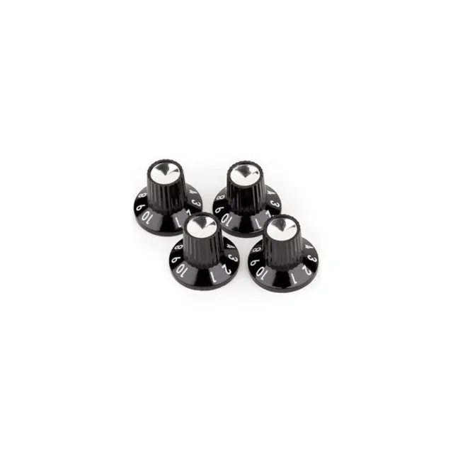 Fender manopole ampli nere 1-10 set 4 pezzi con disco argento