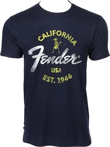 Fender Baja Blue t-shirt chitarra blu uomo XXL