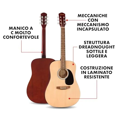 Fender FA-25 chitarra acustica dreadnought Natural destrimani