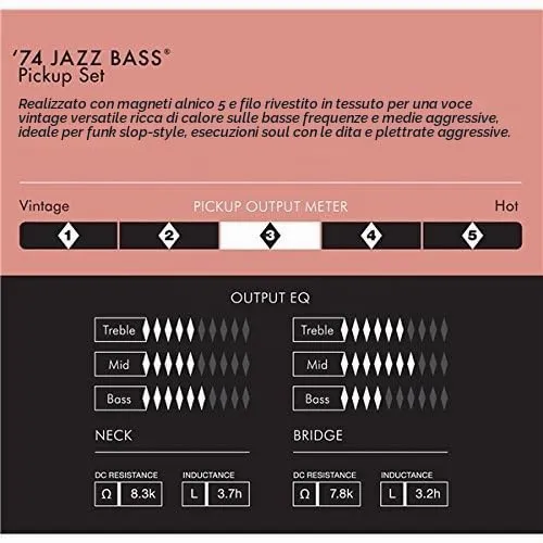 Fender Pure Vintage 74 Pickup Jazz Bass Nero Coppia