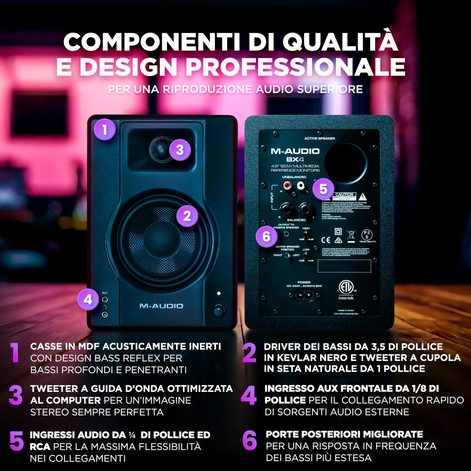 M-Audio BX4 monitor studio 4.5" coppia Kevlar nero