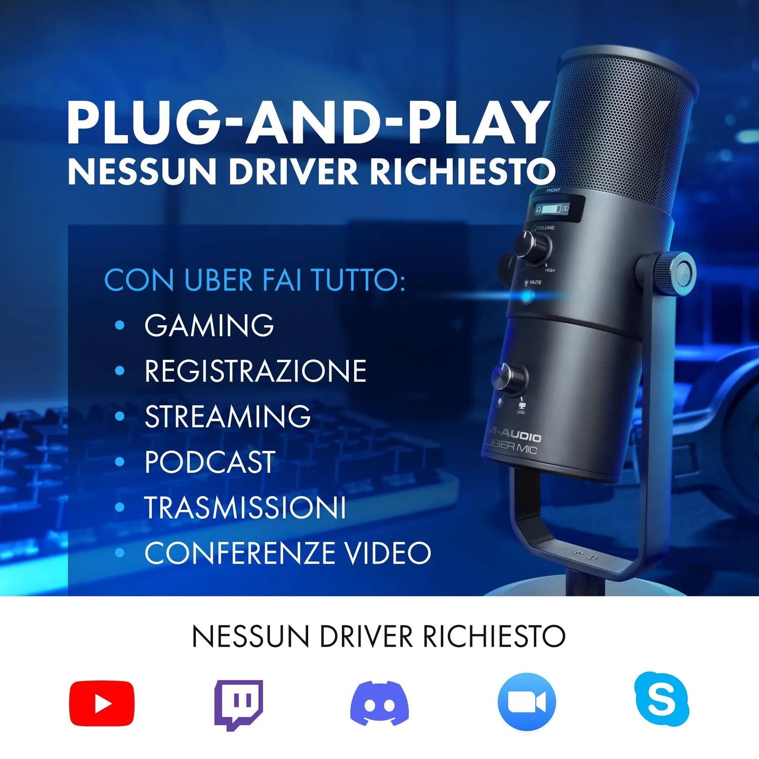 M-Audio Uber Mic microfono USB condensatore streaming