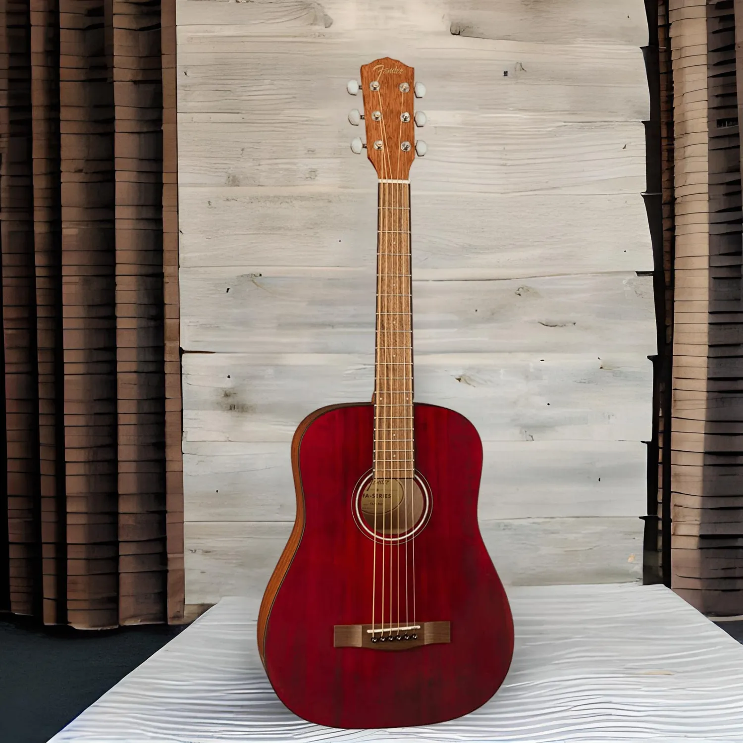 Fender FA-15 chitarra acustica 3/4 rossa con custodia