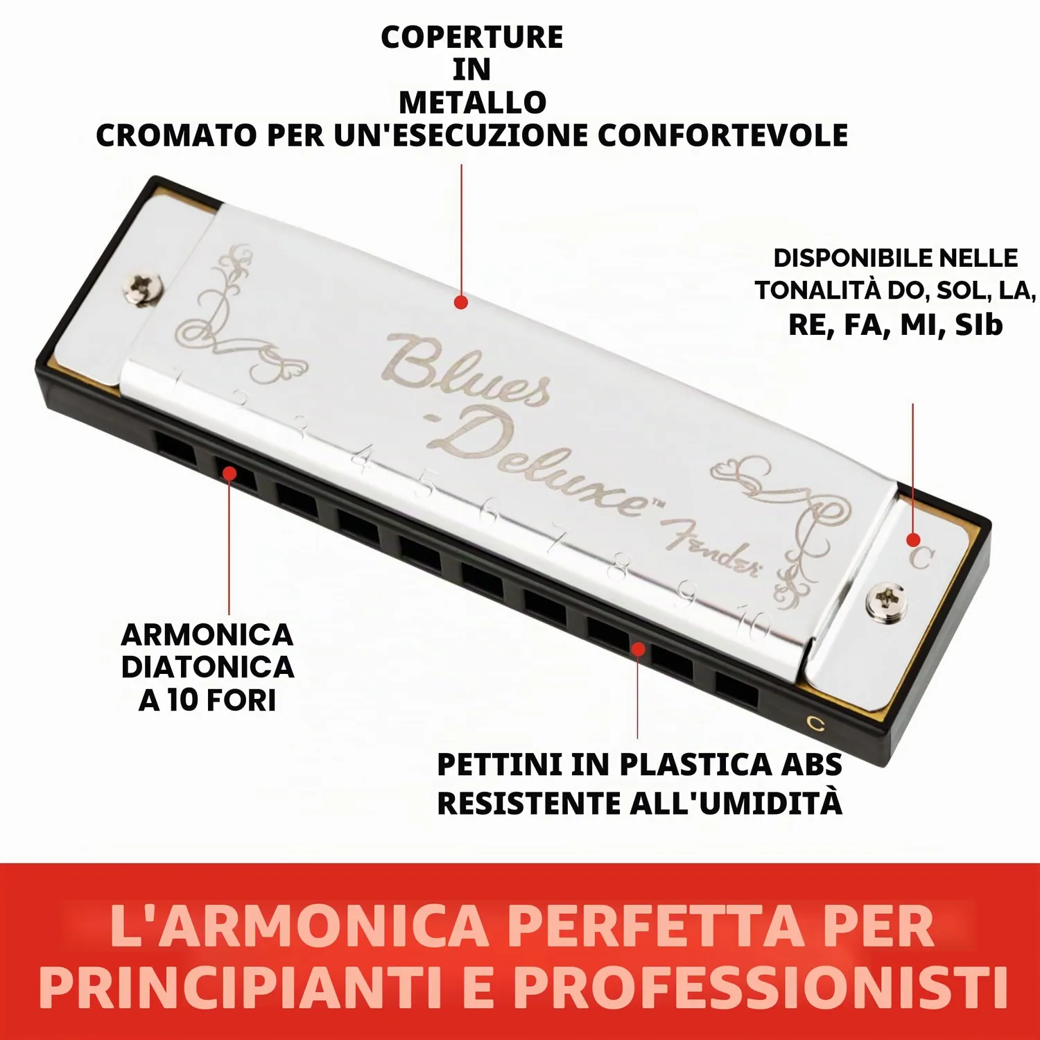 Fender Blues Deluxe Armonica Set 3 Pezzi C-G-A